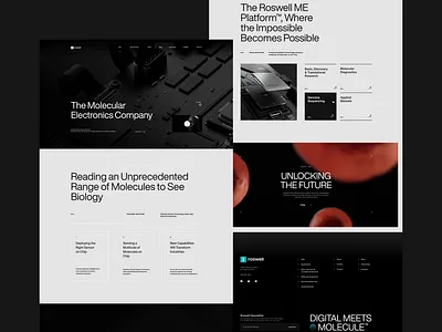 Roswell Biotechnologies landing page 3dbioprocessor 3dtechproductdesign biotechnology brandtypography designinspiration elegantdesign fiftysevenstudio futuristicwebaesthetic homepagedesign interactivestorytelling interactivewebelements landingpagedesign roswellbiotechnologies techstory techvisualnarrative techwebaesthetic techwebdesign visualbrandnarrative webdesign
