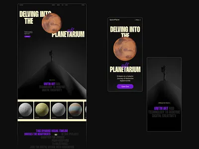 Landing Page with Mobile Adaptation — Space Planet NFT animation blockchain creative design crypto graphic design interaction landing landing page madeonwebflow nft ui web web3 webflow webflow website website website design