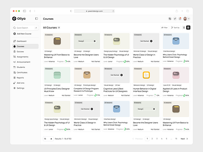 LMS Course page - SaaS project clean ui course page ui lms product lms ui minimal ui online learning platform saas product sidebar ui ux
