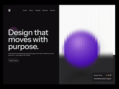 Motion UI Hero Section – Figma Animation animation designerportfolio dribbbleinspiration figma figmaanimation glassslider herosection interactiondesign minimaldesign modernui motion graphics motiondesign slider softmotion uidesign uiux userinterface webdesign