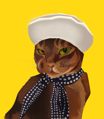 Fashionable Cat animals art cat digitalart fashion illustration portrait procreate realism