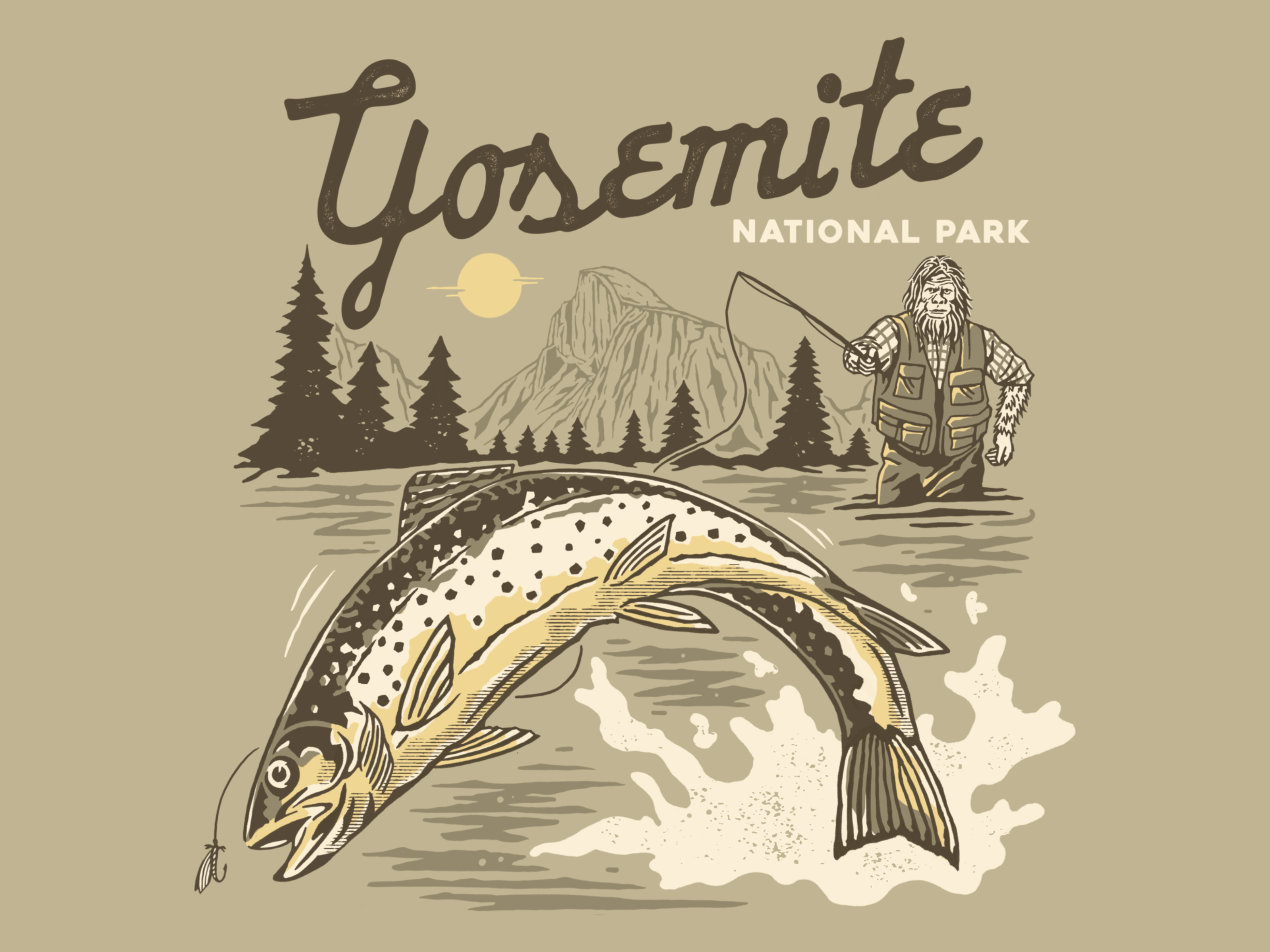 Example of Outdoor Fishing Design Illustration 