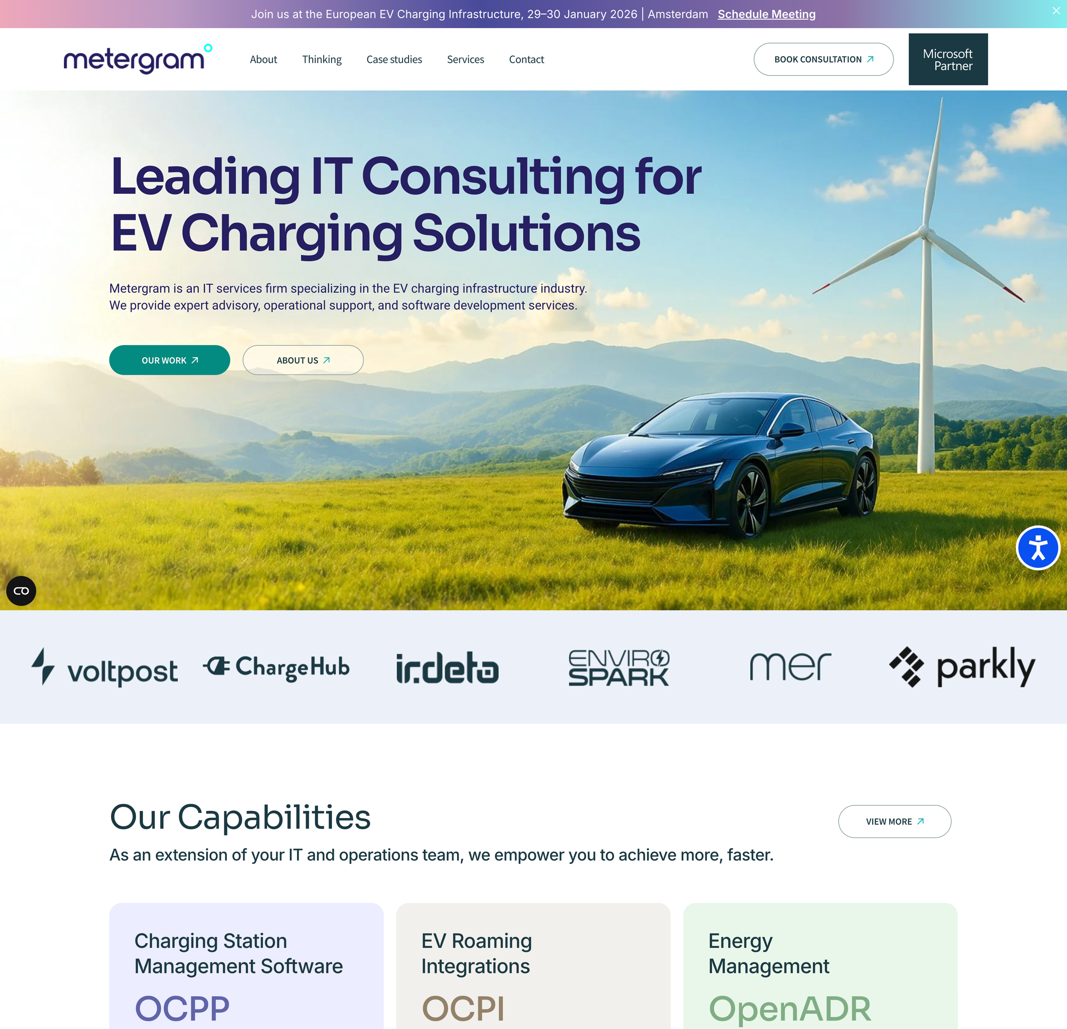 EV Charging Consulting Website design ev ev charging metergram modern occp ocpi ui website