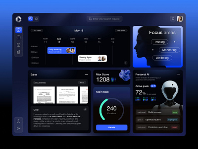 AI | AI Assistant | Productivity Tool | Personal Growth | UIUX daily planning dashboard design efficiency tools goal management growth tracking modern design personal effectiveness personal metrics product design productivity productivity system progress tracking responsive design self improvement smart productivity task management time management ui ux web design web interface design