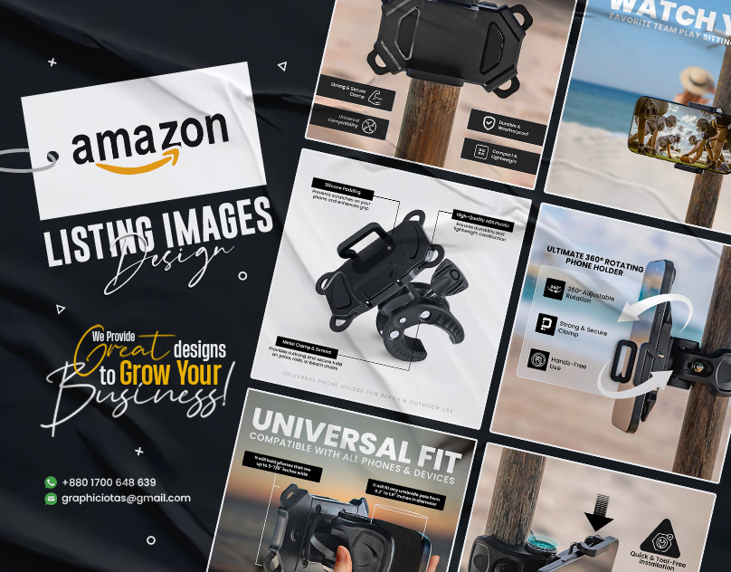 Amazon Listing Images Design for Phone Holder a content a plus content amazon ebc amazon infographics amazon listing amazon listing image amazon listing images amazon product amazon product listing design listing design listing images phone holder product design product infographic