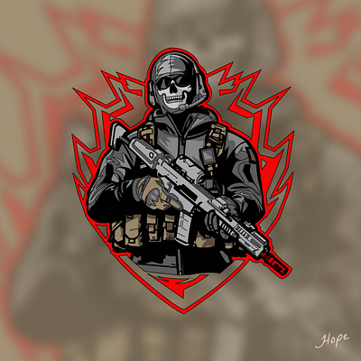 Ghost from Call of Duty Mascot Logo Design artwork call of duty character character design character illustration character logo design design digital art gaming logo design graphic design illustration logo logo design mascot mascot logo mascot logo design