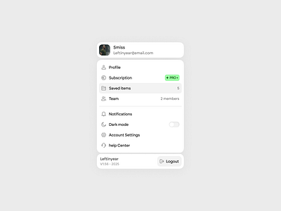 Profile dropdown - light theme account dropdown my account my profile notification profile saas settings subscription ui ux web app