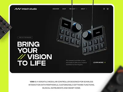 Landing Page for a Modular Creative Controller – VSN1 design ecommerce framer landing page modern product shopify store ui webdesign