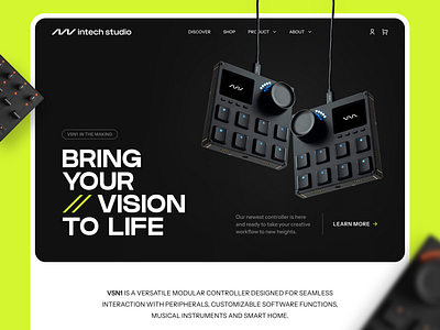 Landing Page for a Modular Creative Controller – VSN1 design ecommerce framer landing page modern product shopify store ui webdesign