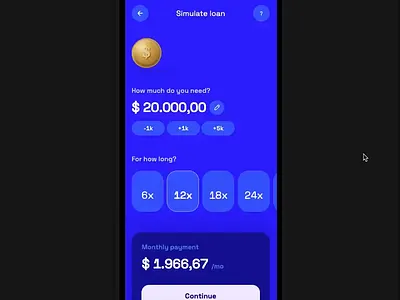 Simulate Loan Microinteraction 3d animation bank branding card credit design graphic design loan microinteraction money motion graphics product design ui user interface ux