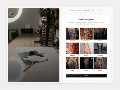 Onboarding UI - Tattoo Type dashboard design devdock from ui input filed landing page login login form loginform minimal minimalism painless.design registration signin signup tattoo ui ux web design website