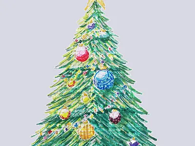 Colorful Christmas Tree bright celebration cheerful christmas christmas tree colorful decorations festive green holiday illustration joselo rocha art ornaments quirky star tree whimsical