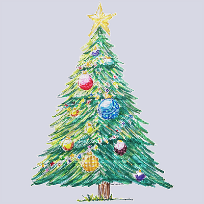 Colorful Christmas Tree bright celebration cheerful christmas christmas tree colorful decorations festive green holiday illustration joselo rocha art ornaments quirky star tree whimsical