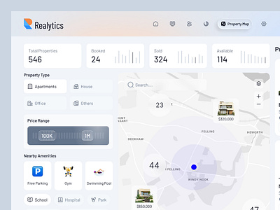 Real Estate Map View & Listing Dashboard admin business dashboard design home house listing maps marketing minimal modern property real estate real estate dashboard real estate sales sales ui ui design ux design website