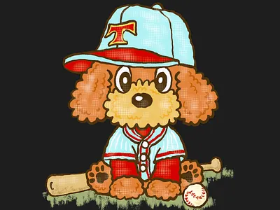 Toy Poodle Baseball Player animal base ball character character design cute dog kawaii pet sports toy poodle