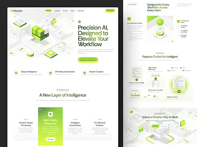 Nexocube - AI Intelligence Platform 3d 3d art ai ai agents bento clean design header hero illustration isometric landing page saas ui ui visual design uiux web design website workflow