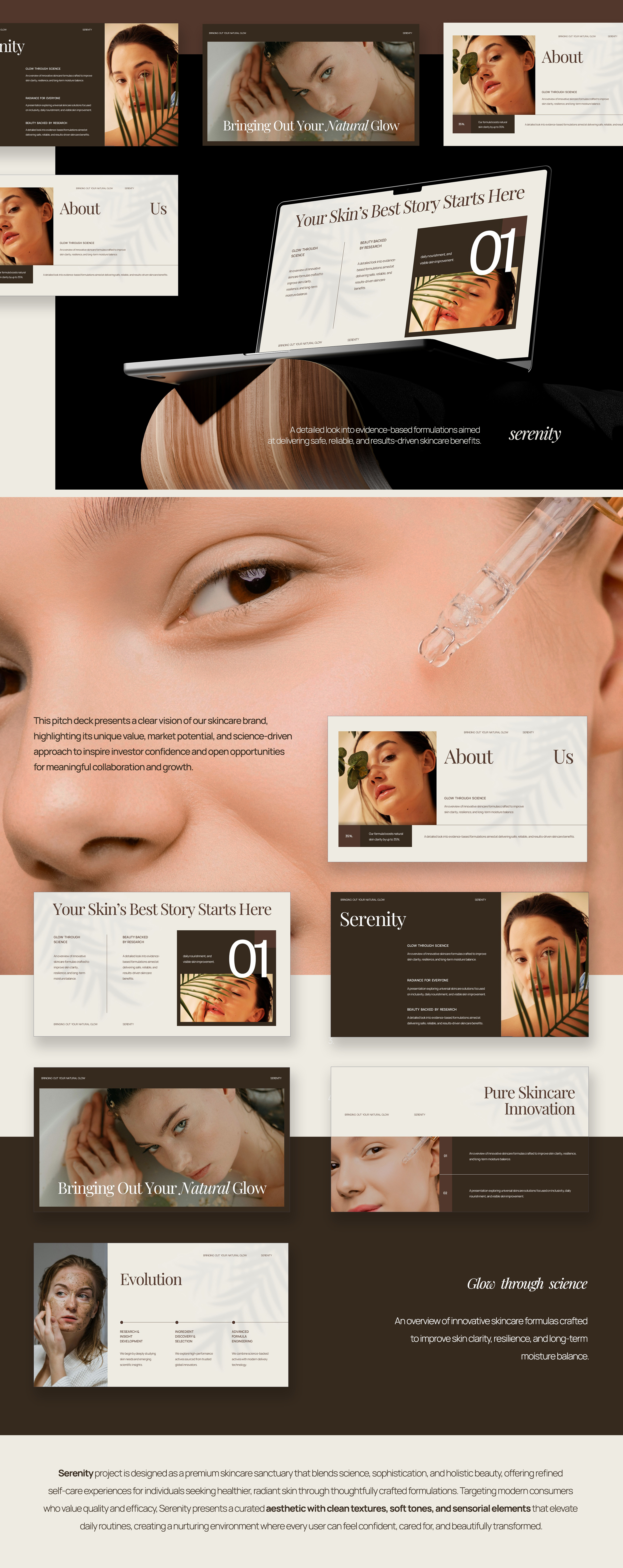 Serenity — Skincare Presentation aesthetic slide design beauty brand identity beauty marketing deck beauty presentation cosmetic design project cosmetics branding elegant presentation luxury skincare brand minimal aesthetic minimalist pitch deck modern pitch deck powerpoint premium skincare deck product presentation professional presentation serum product deck skincare design skincare pitch deck skincare visual design wellness brand design