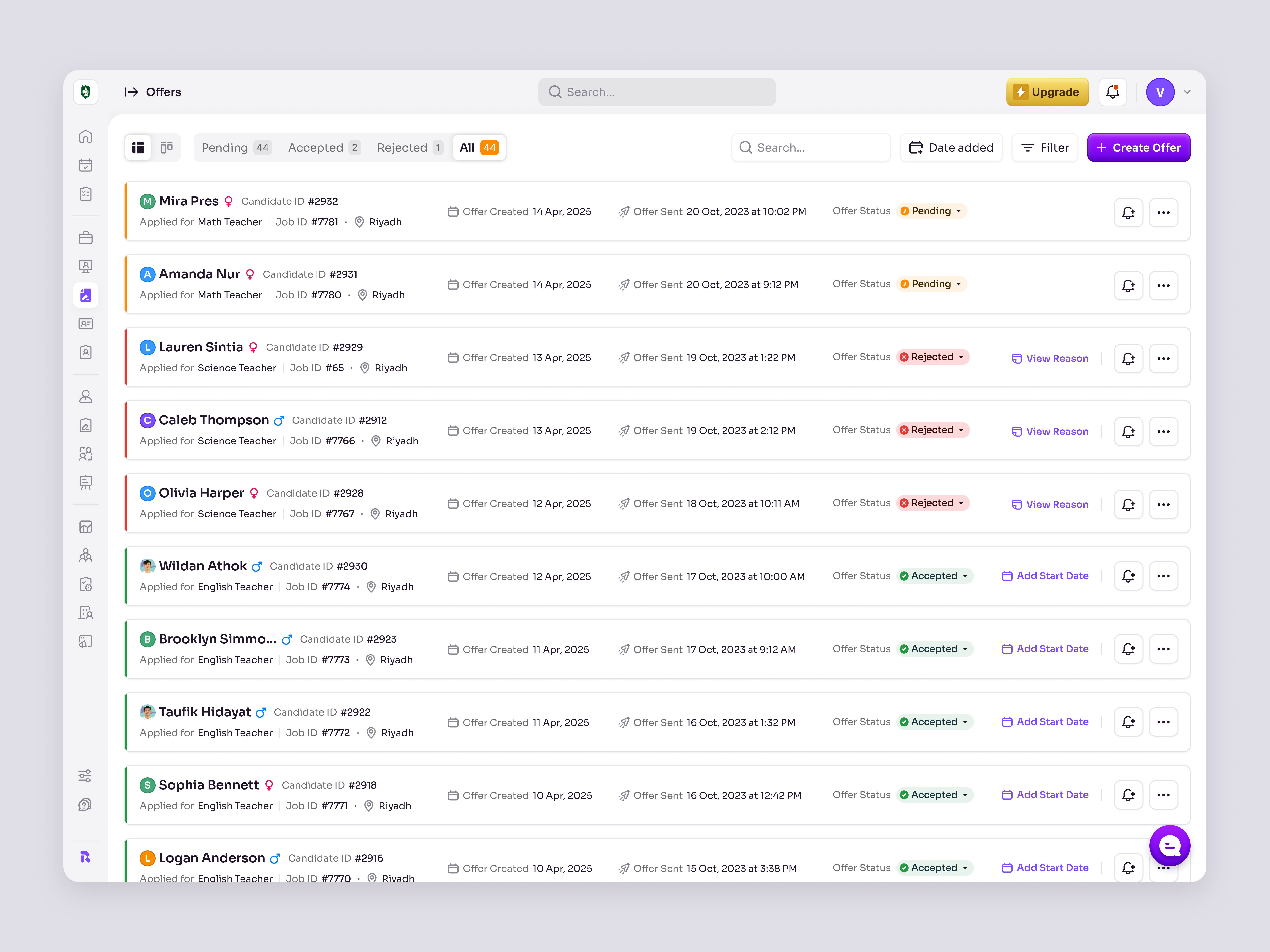 Example of RecruitSmart – Offer Management for Recruitment in School HRM