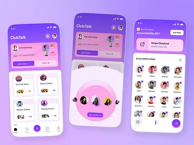 Live Chat & Social Audio App app app design chat room chat room app club house app live audio live audio app live chat app mobile mobile app mobile app design social audio social audio app ui ux voice social