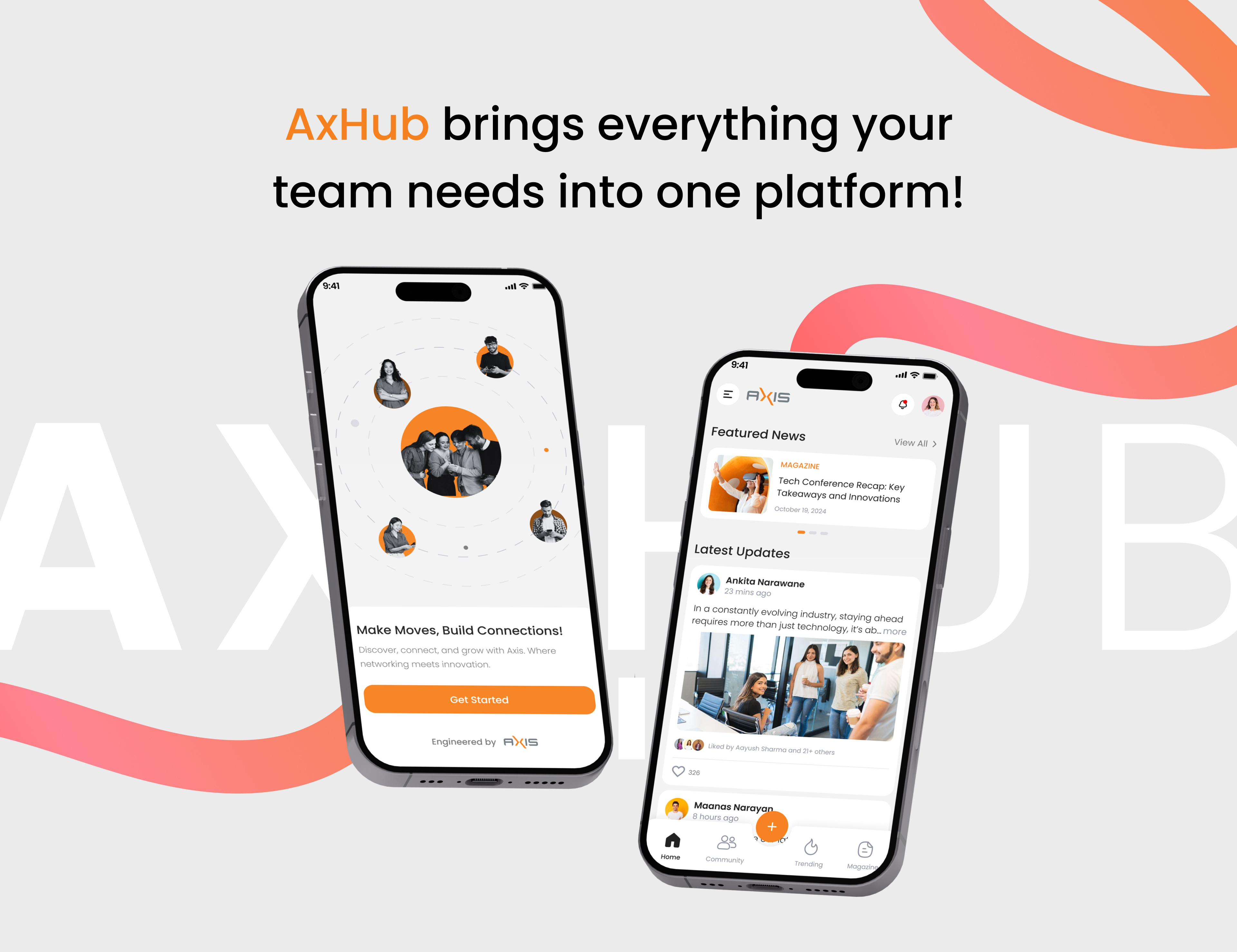 AxHub Mobile App @design @ui @uiux design @ux @uxui design chat connect with people design feeds hrms mobile app networking