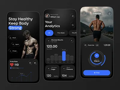 Workout & Analytics Fitness Tracker App UI activity tracker ai ai app data visualization digital health fitness fitness analytics fitness app fitness mobile app fitness tracker app fitness ui health app health tech health tracker health tracker app interaction design product design