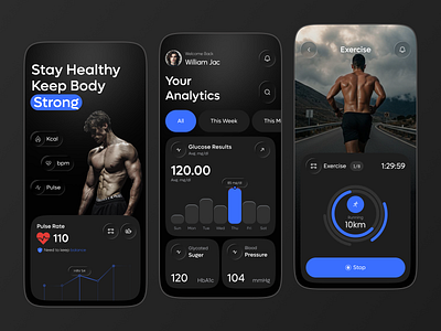Workout & Analytics Fitness Tracker App UI activity tracker ai ai app data visualization digital health fitness fitness analytics fitness app fitness mobile app fitness tracker app fitness ui health app health tech health tracker health tracker app interaction design product design