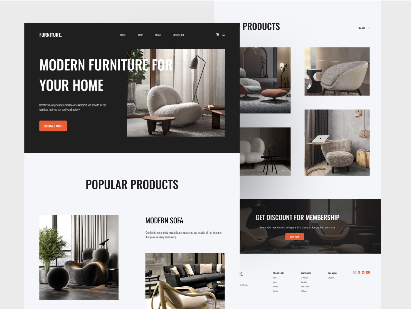 Modern furniture store website