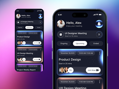 AI-Powered Video Meeting App ai ai assistant chatting communicationapp conference meetingapp mobile app mobile app design remotework task management teamcollaboration videomeeting