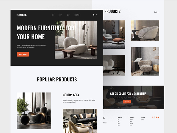 Modern Furniture E-commerce Website Design by Omor for Tophats on Dribbble