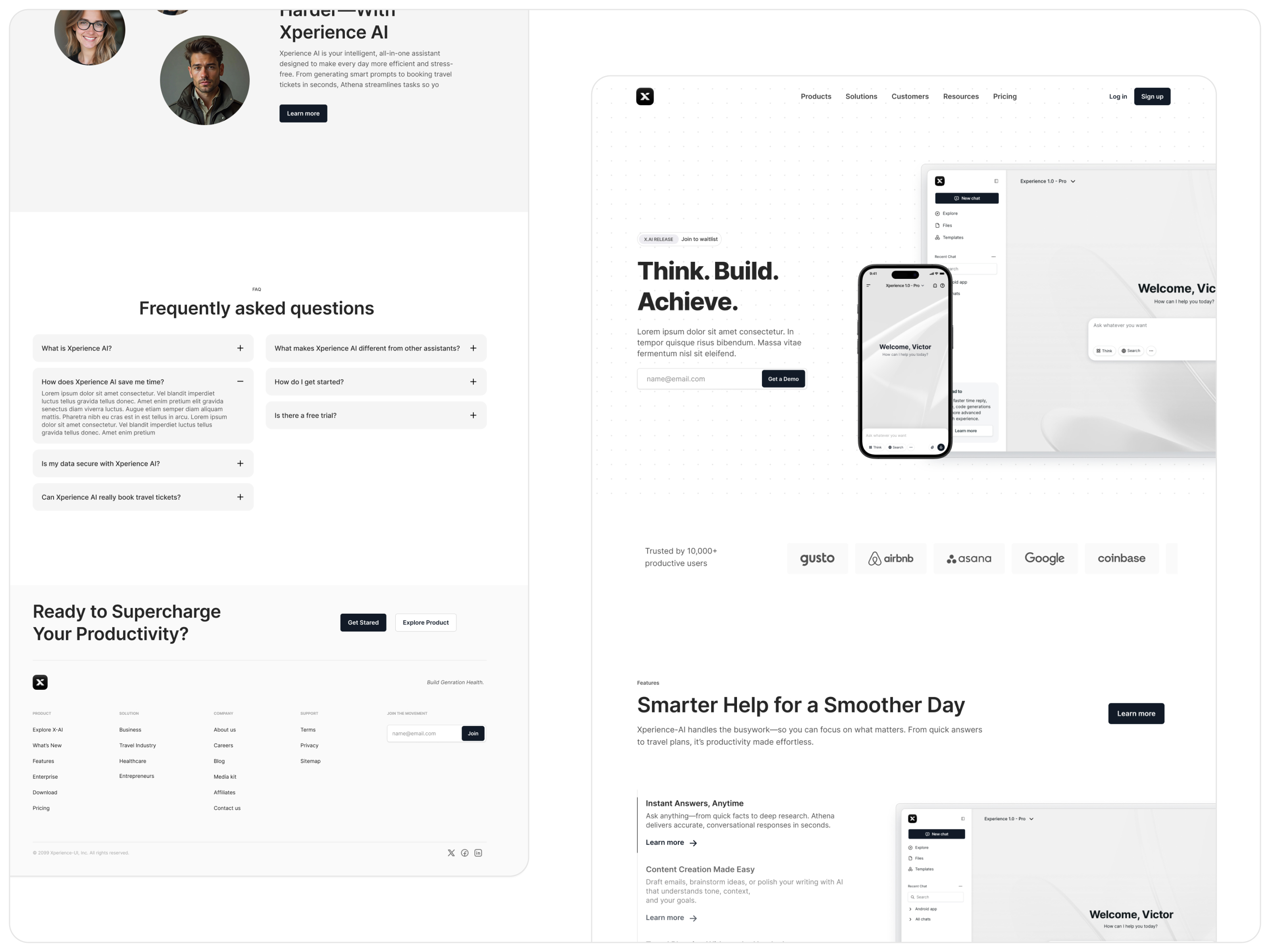 AI App Landing page - Xperience uikit design designsystem minimal product ui ux web website