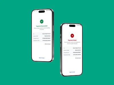 Payment Status Screens — Mobile App UI amount app branding date design error fintech illustration login logo mobile pending popup service status success transaction ui ux web