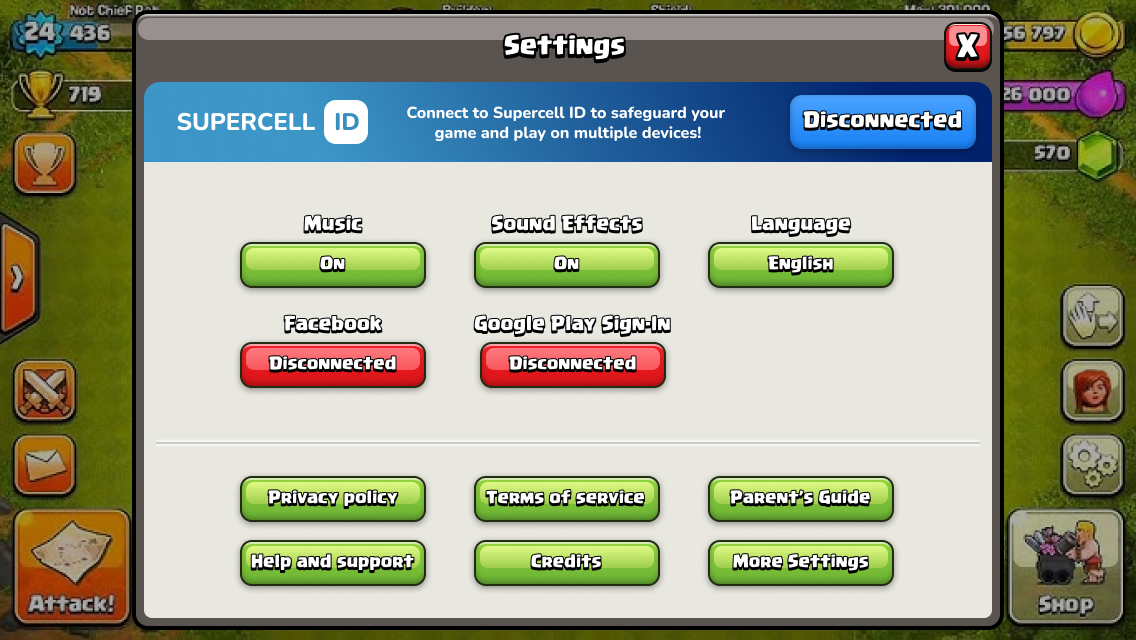 Game Settings clashofclans gamesettings gameui settings