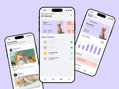 PawMate: Pet Health Tracker & Community App Concept (iOS UI/UX) app app design app ui design edtech edtech mobile app education app ios learning app minimal design mobile mobile app mobile app design mobile ui product design study app ui ui ux uiux ux