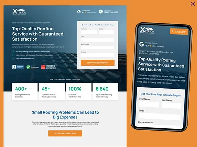 Lead Generation Landing Page branding design dribbble shot illustration landing page design landingpage lead generation roof estimate roofing roofing service ui ux