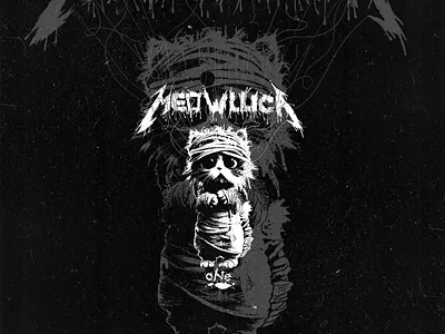 mummified cat meowllica band logo bandage cat dark theme eerie large eyes metallica monochrome mummy one strings text whiskers