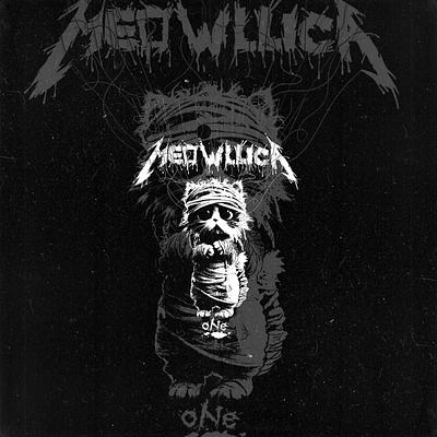 mummified cat meowllica band logo bandage cat dark theme eerie large eyes metallica monochrome mummy one strings text whiskers