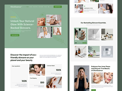 Beauty & Skincare Landing Page Design beauty beautybrand beautyui cosmetic creative design ecommerce landingpage landingpagedesign minimal modern design organic skincare pastelskincare product design skincare ui design ux design website websitedesign