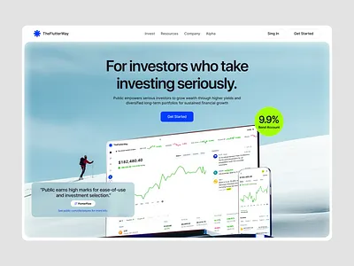 TheFlutterWay-Finance Website banking website branding finance financial fintech graphic design landing page minimal website trendy website ux kit uxdesign web design website website template