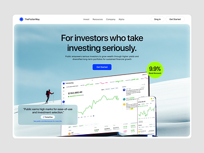 TheFlutterWay-Finance Website banking website branding finance financial fintech graphic design landing page minimal website trendy website ux kit uxdesign web design website website template