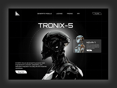 AI Robotics Product Landing Page – Futuristic Hero Section 3D UI 3d 3d robot ai artificial intelligence cyberpunk dark theme figma futuristic hero section interaction design landing page neon product website robot robotics sci fi startup ui ux web design