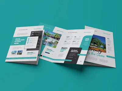 Hotel Room Bi-Fold Brochure Design | Luxury & Modern Hospitality branding brochure design design graphic design hospitality design hotel branding hotel brochure hotel room brochure illustration luxury hotel design marketing modern brochure print design resort brochure tourism brochure