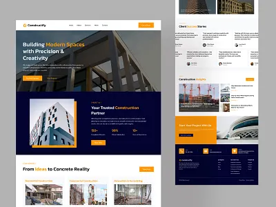 Constructify - Construction Website UI Design construction construction landing page construction website design landing page design ui ux web design website design website ui