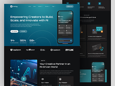 Intelligy - AI Startup Landing Page agency ai ai startup branding dark theme digital product digital product website elementor futuristic web inspiration landing page saas startup technology template trend ui design uiux website wordpress