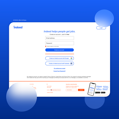 Indeed Sign In Redesign | Desktop adobe xd design desktop flat ui glassmorphism indeed interaction interaction design onboard redesign sign in sign up