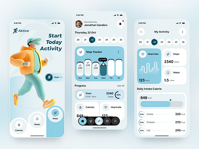 Fitness Activity Tracker App – Modern Health & Wellness UI activity tracker app daily activity app dashboard app design fitness fitness app health app health tracker ios mobile step tracker steps steps tracker tracker app ui uiux ux wellness app workout app
