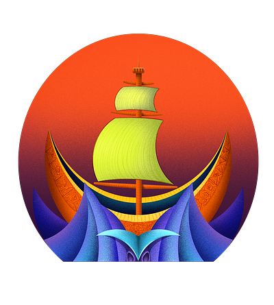 Moon Boat branding cartoon colors design graphic design illustration illustrator logo vector