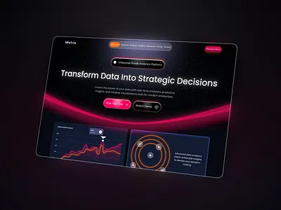 AI Analytics Platform Hero Section ai analystic web design ai analystic website ai design analyst web design analytics dark mode dashboard data platform fintech website futuristic ui gradient hero section neon ui saas tech design ui ui design ui ux website design
