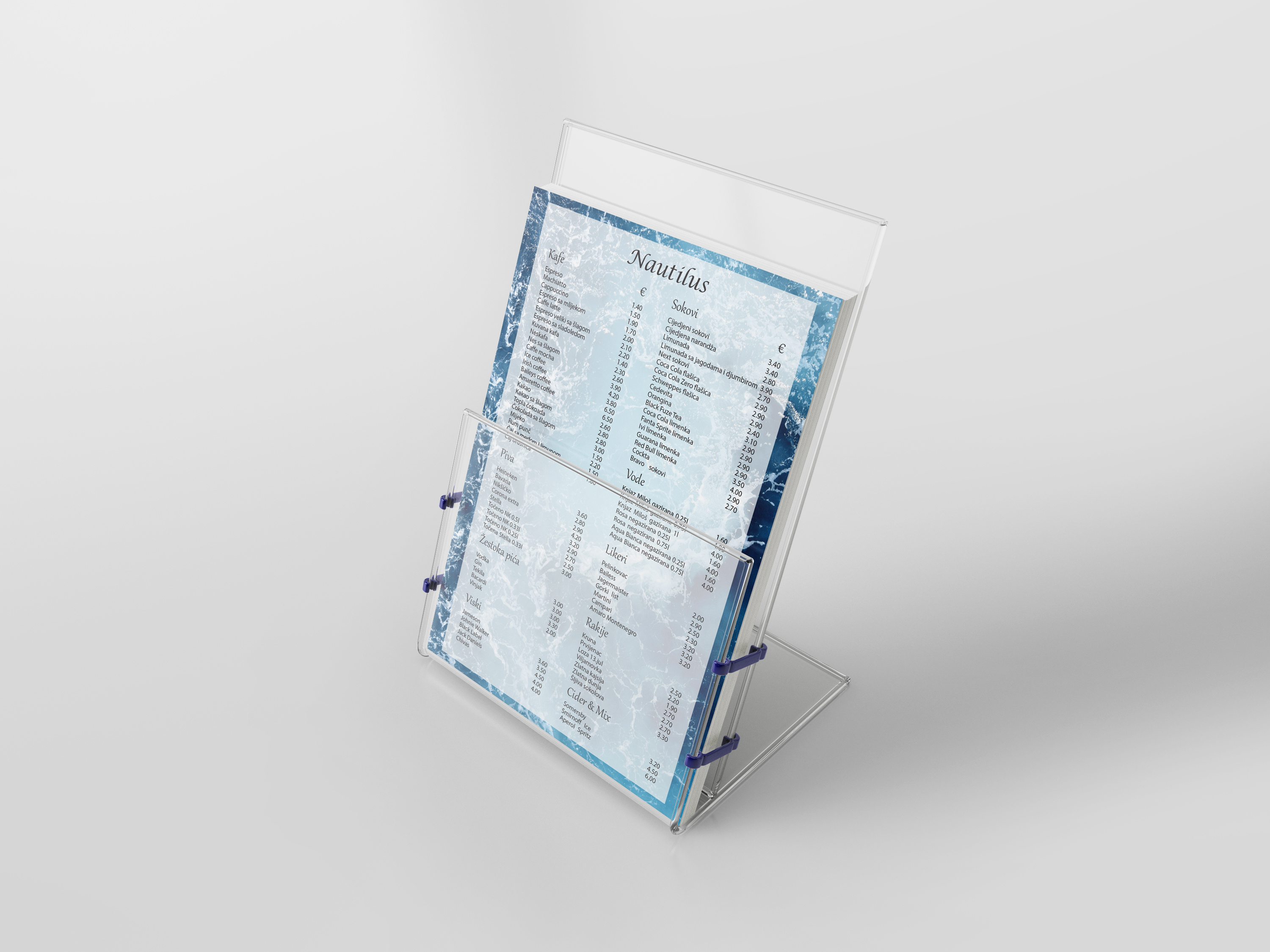 Example of Pandora One Page Menu 