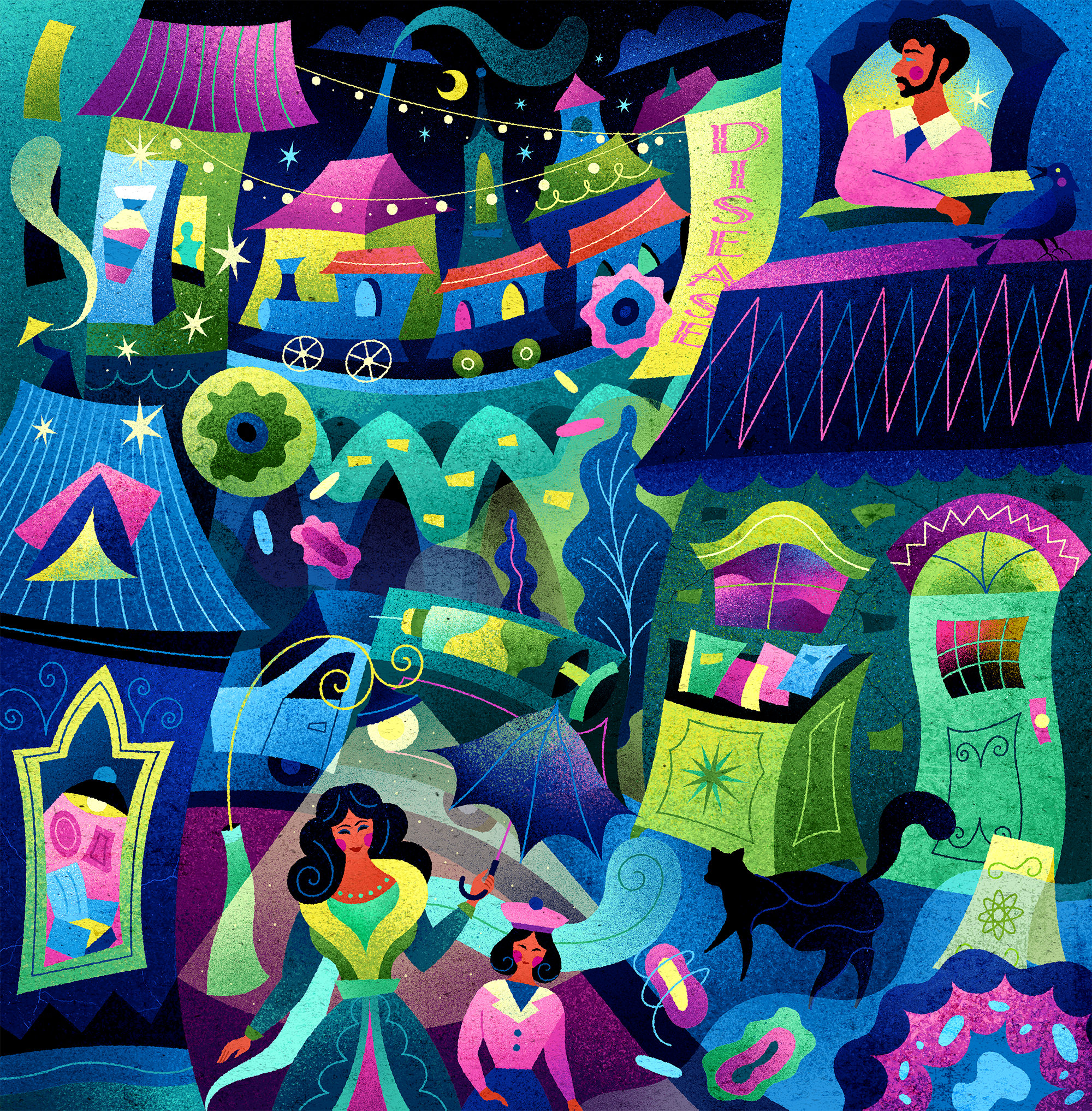 Prevention from Disease - Urban Life abstract adobe illustrator city design disease geometric health illustration medical metropolis pattern pollution prevention smog train urban vaccine vector village virus