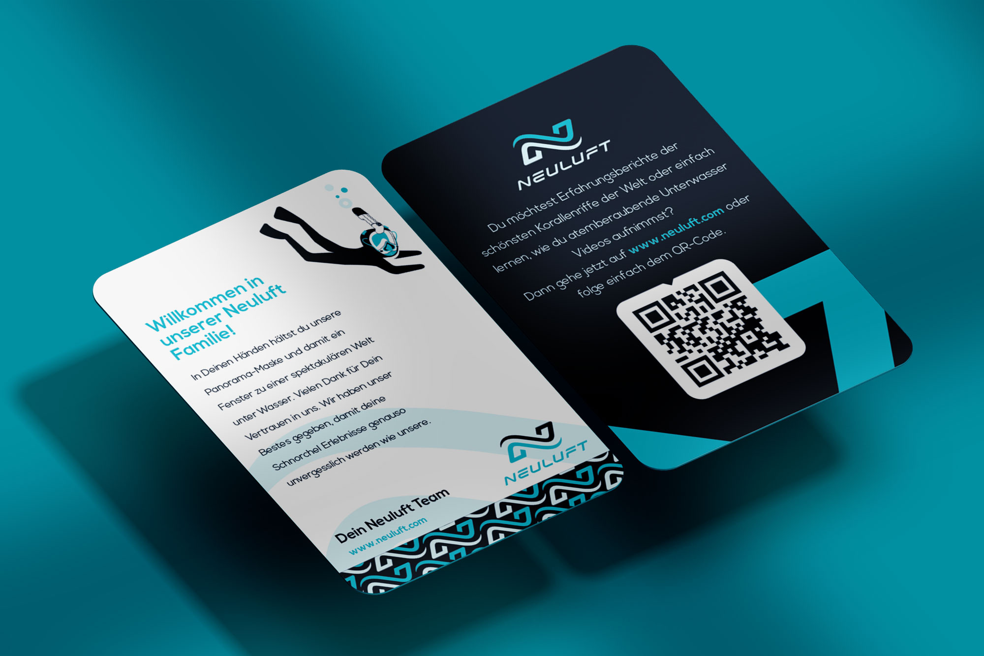 Neuluft Thank You Card Design blue card design clean creative design diving graphic design greeting card loyalty mask modern print professional season card snorkeling swiming thank you card wave